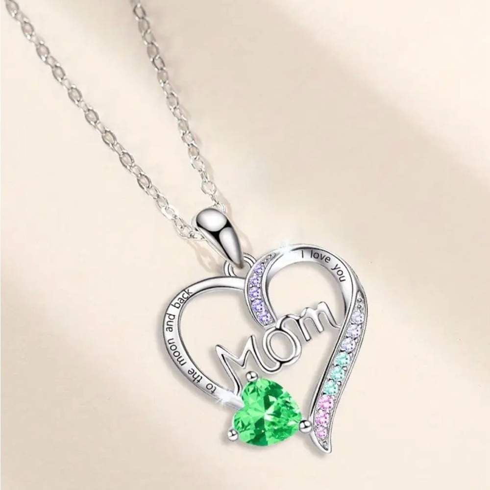 Brand New Silver Toned “I Love You Mom" Heart Pendant Necklace